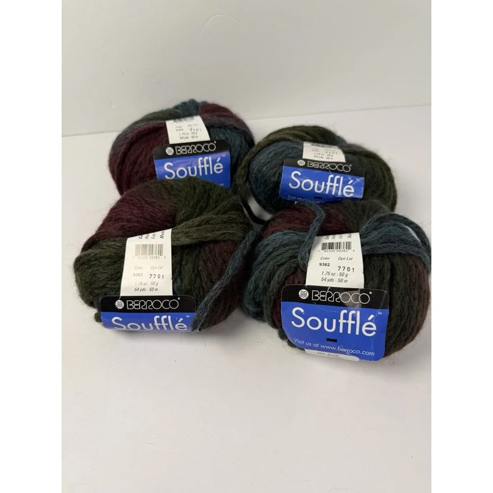 Berroco Souffle Yarn Wool Bulky Lot of 4 50g‎ Each Wool Acrylic Baby Alpaca